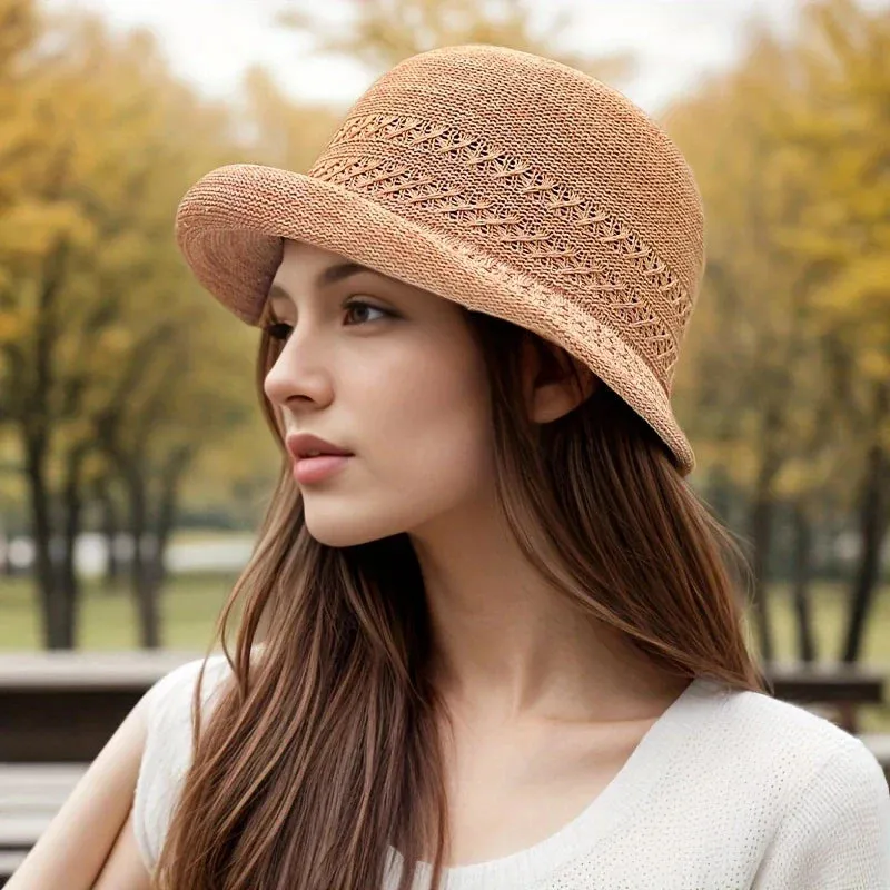 Elegant Thin Classic Versatile Breathable Casual Solid Color Checkered Hat