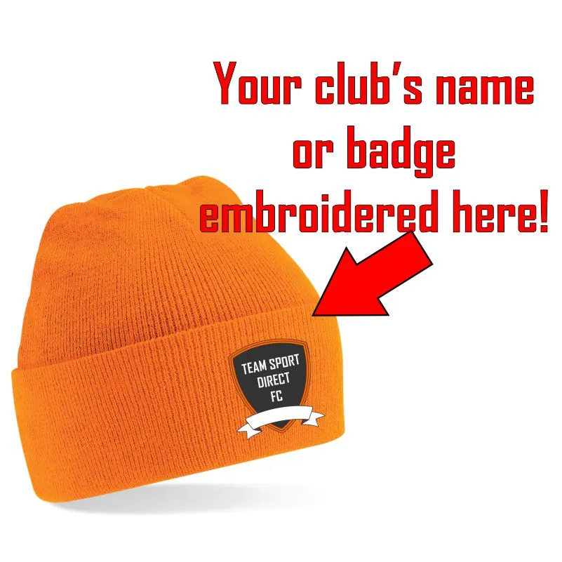 Embroidered Cuffed Beanie Orange