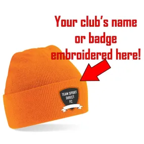Embroidered Cuffed Beanie Orange
