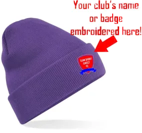 Embroidered Cuffed Beanie Purple