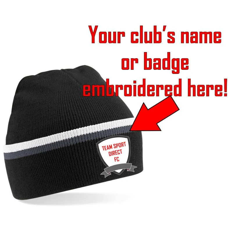 Embroidered Cuffed Two-Tone Beanie Black/White
