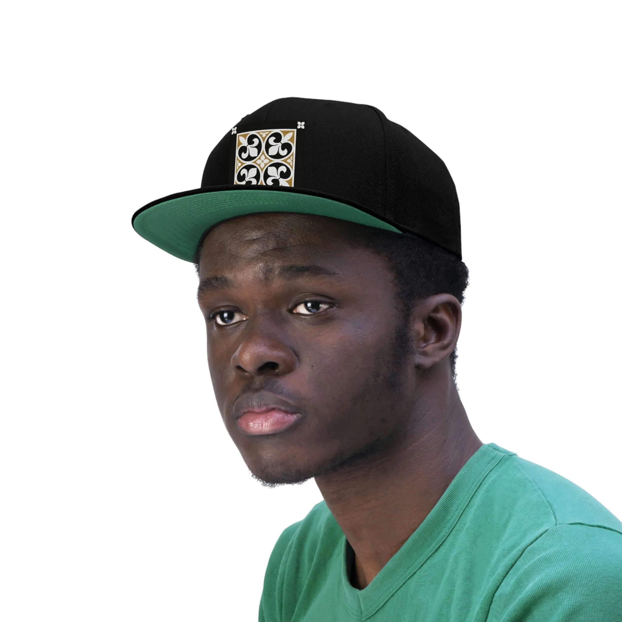 Fleur De Lis Flat Bill Hat, Adjustable Flat Hat, Black Snapback Trucker Hats, Handmade Hat Patch Hat, Summer Hat