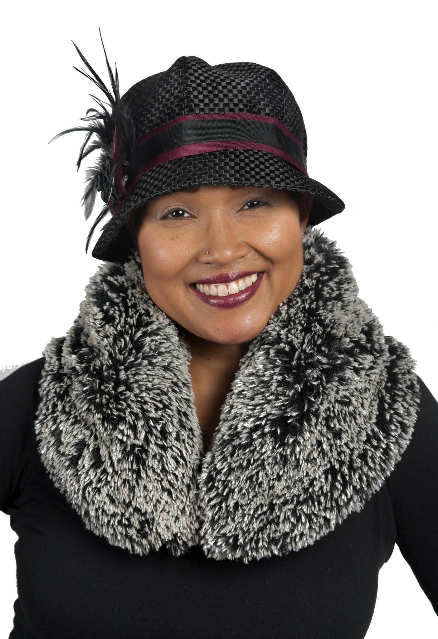 Grace Cloche Style Hat - Interconnected in Black Upholstery