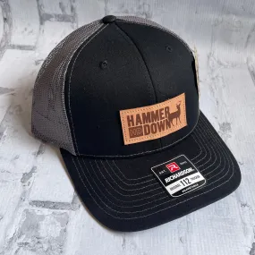 Hammer Down "Rectangle Deer" Hat - Black with Leather Patch