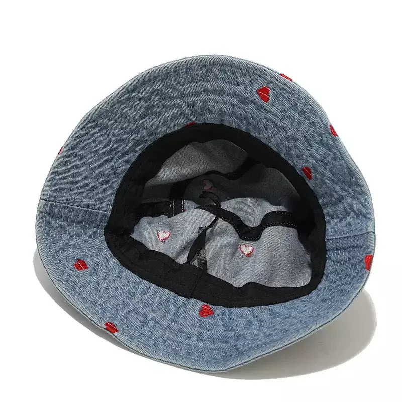 Hearts Denim Bucket Hat