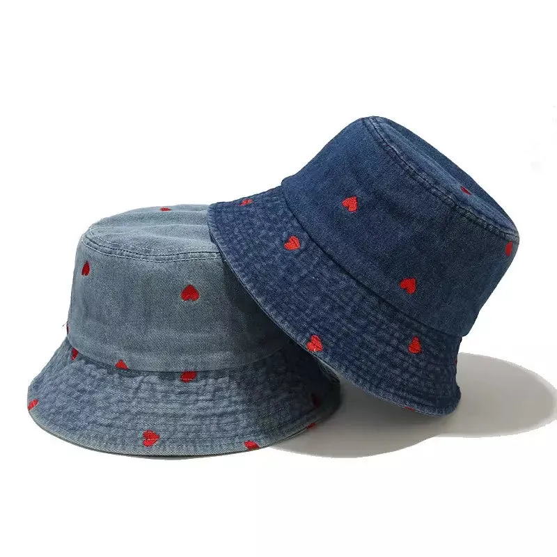 Hearts Denim Bucket Hat