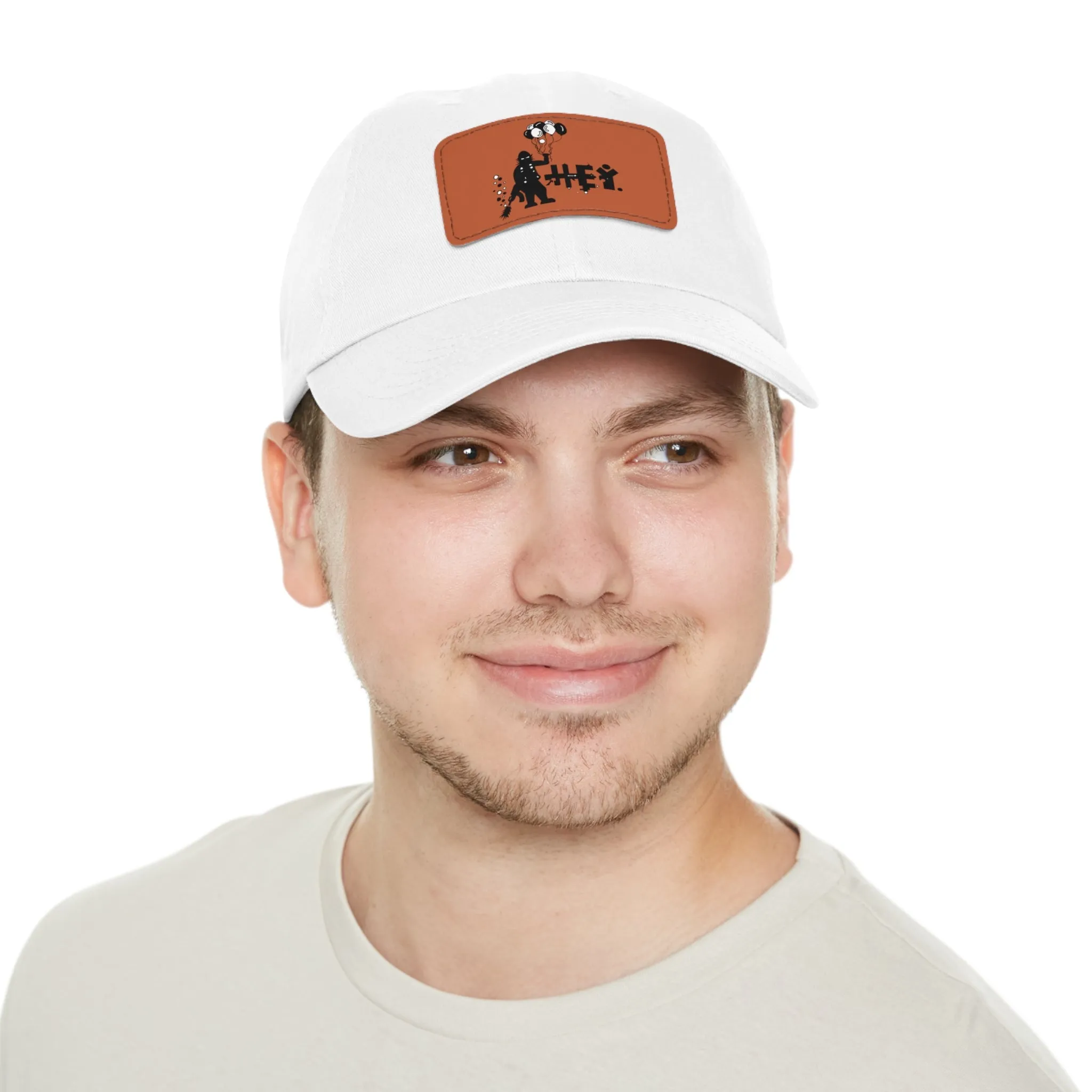 Hey Balloons Logo Dad Hat with Leather Patch (Rectangle)