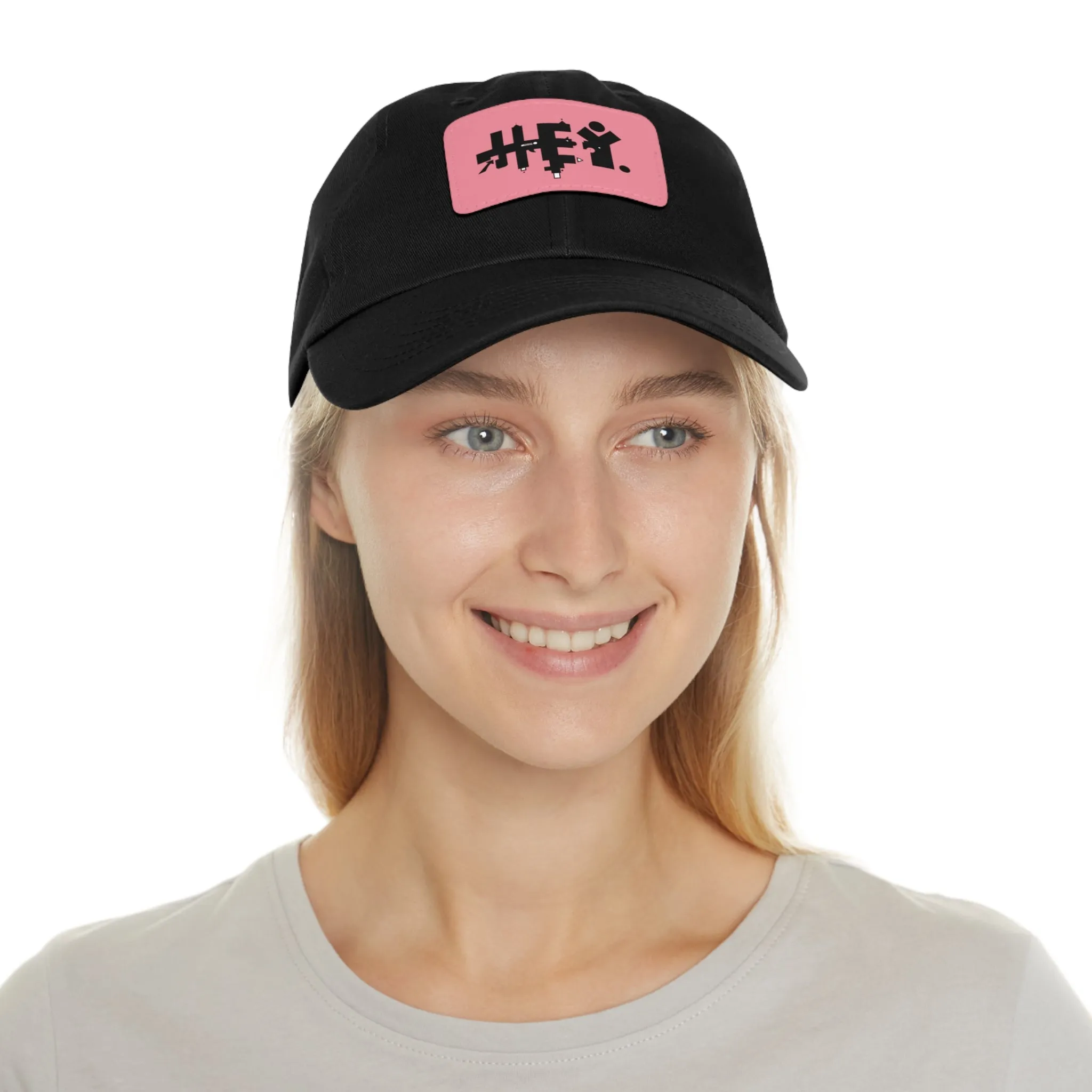 Hey. Brand Logo Dad Hat with Leather Patch (Rectangle)