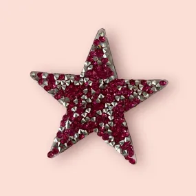 HOT PINK RHINESTONE STAR HAT PATCH