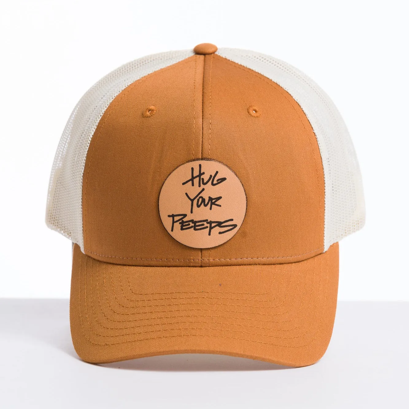 Hug Your Peeps Leather Patch Trucker Hat