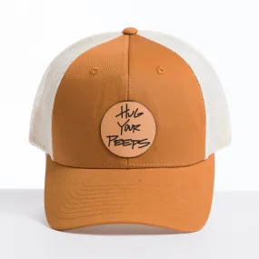 Hug Your Peeps Leather Patch Trucker Hat