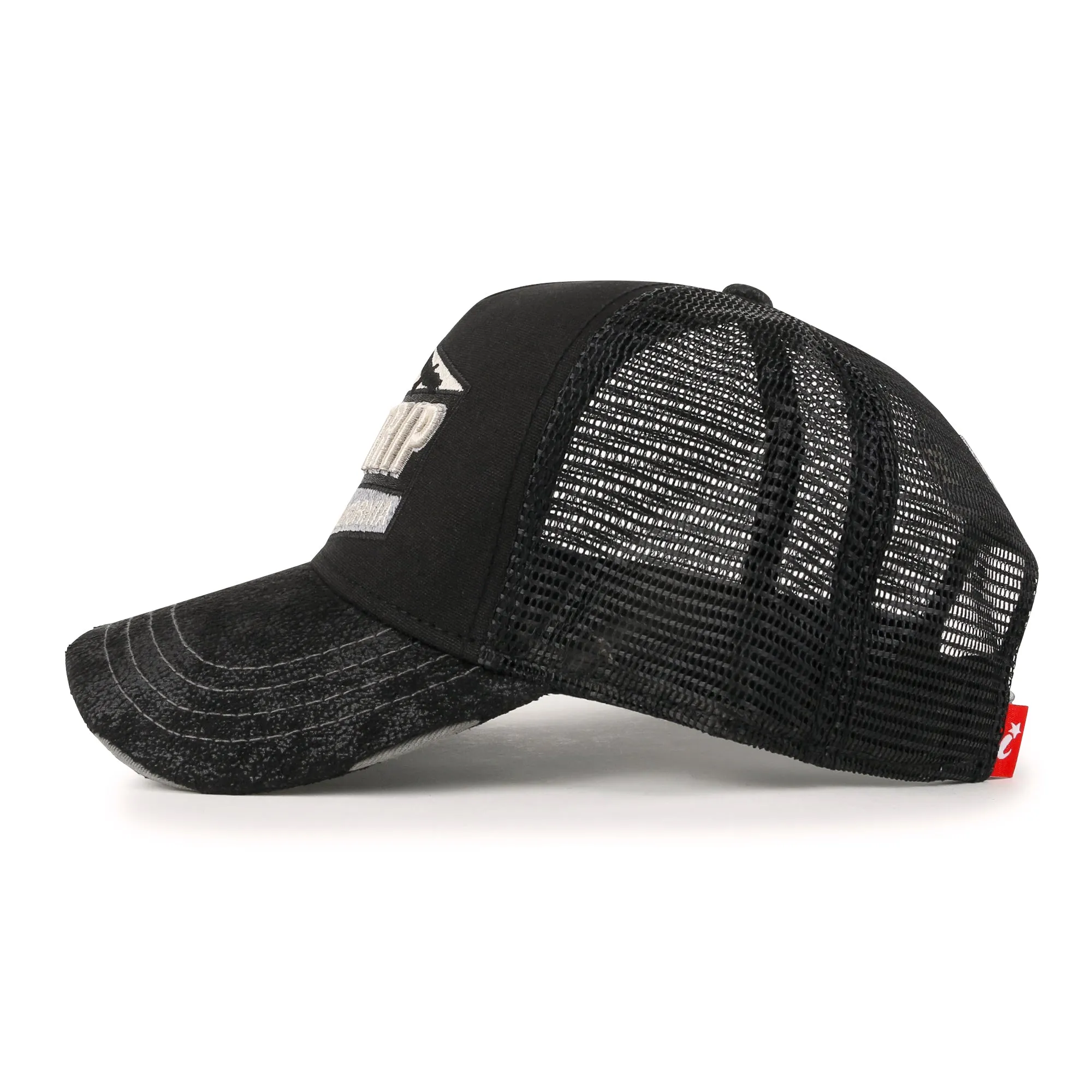 ililily Premium ROAD TRIP Embroidery Hexagon Patch Hat Vintage Baseball Cap