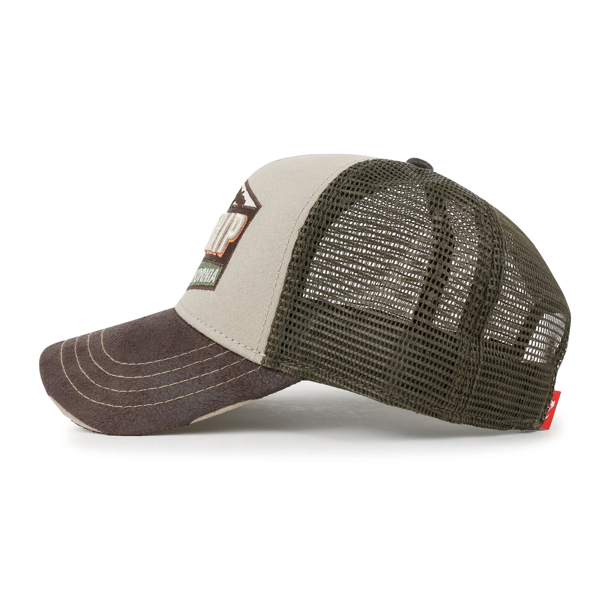 ililily Premium ROAD TRIP Embroidery Hexagon Patch Hat Vintage Baseball Cap