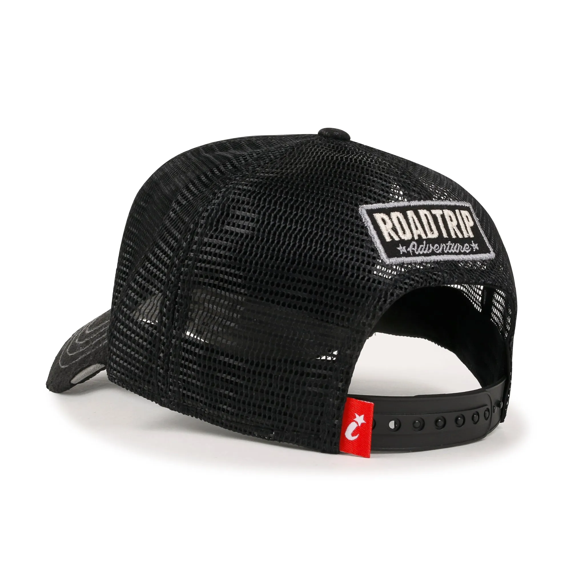 ililily Premium ROAD TRIP Embroidery Hexagon Patch Hat Vintage Baseball Cap