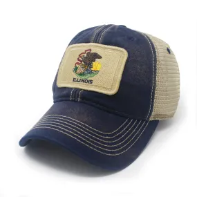 Illinois Flag Patch Trucker Hat, Navy