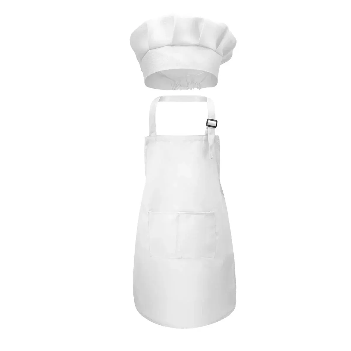 Kids Apron and Chef Hat Set Boys Girls Kids Apron with 2 Pockets Adjustable for Cooking Classroom