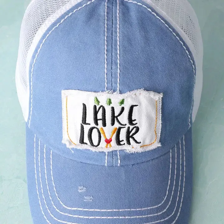 Lake Lover Embroidered Mesh Back Baseball Cap- Click to see options