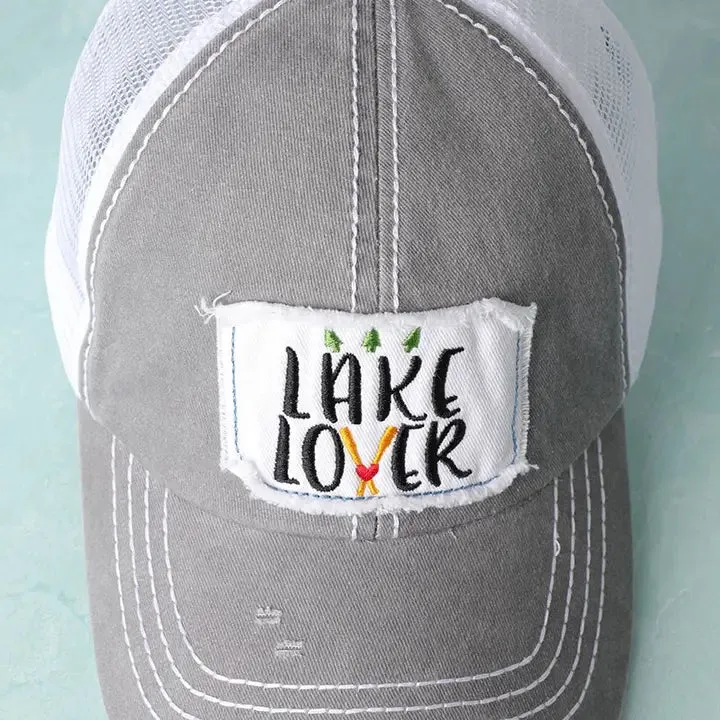 Lake Lover Embroidered Mesh Back Baseball Cap- Click to see options