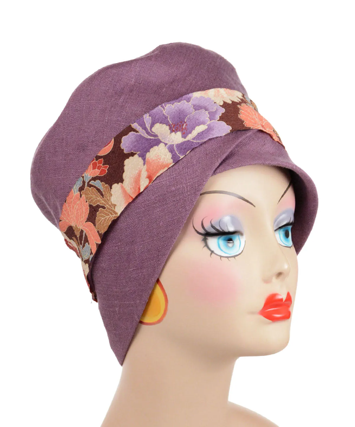 Lola Cloche Hat Style -  Linen in Plum (One Large Left!)