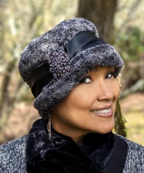 Lola Cloche Hat Style - Luxury Faux Fur in Nimbus - Only Medium Left!