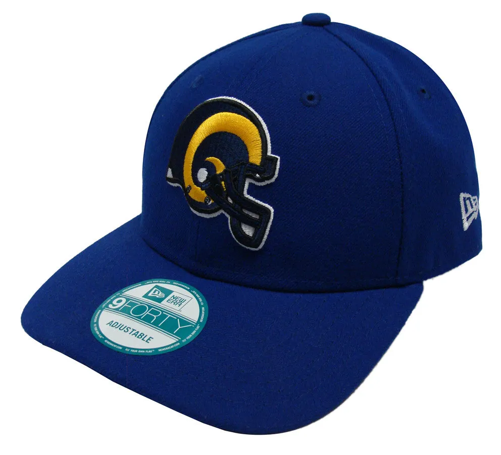 Los Angeles Rams Old School Logo New Era 9Forty Adjustable Royal Blue Velcro Cap Hat