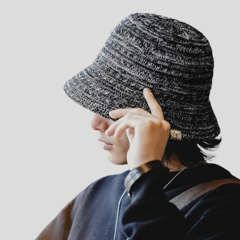 Melange color knitted bucket hat