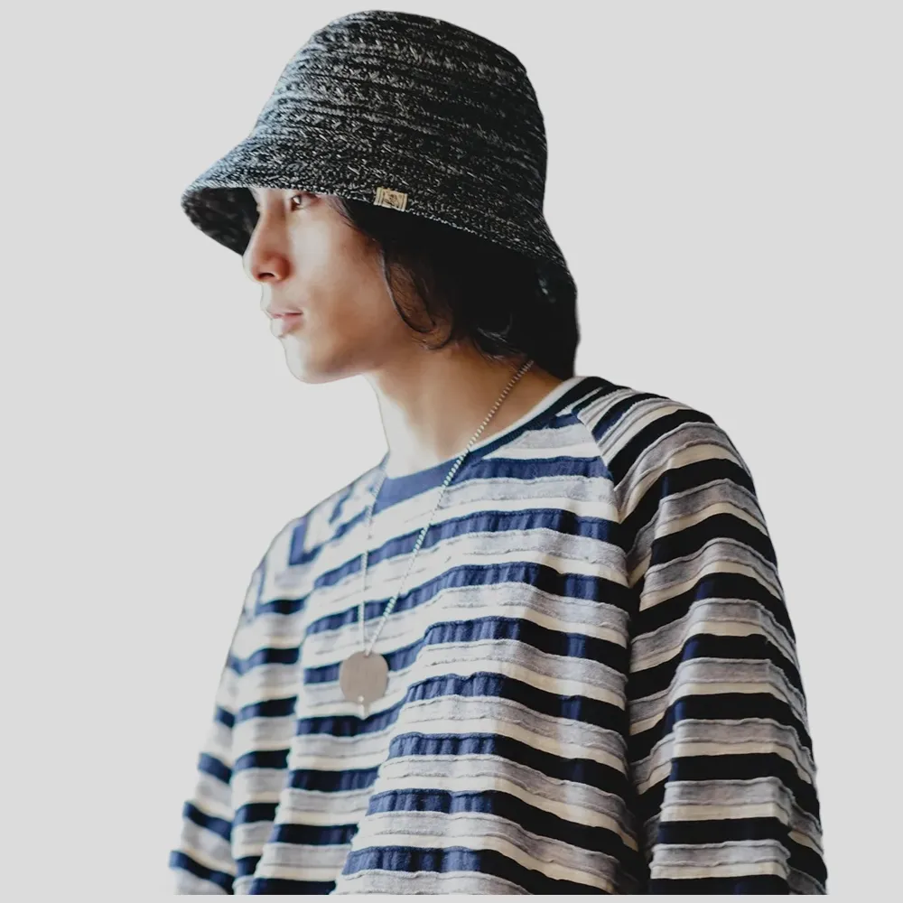 Melange color knitted bucket hat