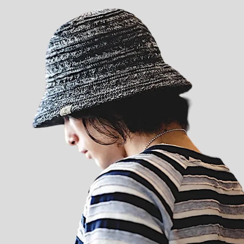 Melange color knitted bucket hat