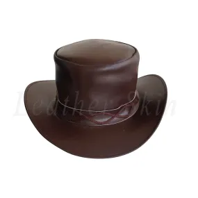 Men Black Steam Punk Leather Rock Hat