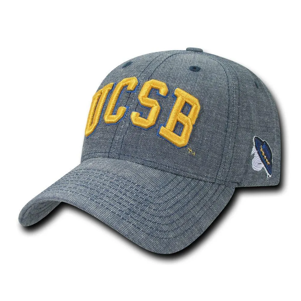 NCAA UCSB Uc Santa Barbara Gauchos Structured Denim Baseball Caps Hats Blue
