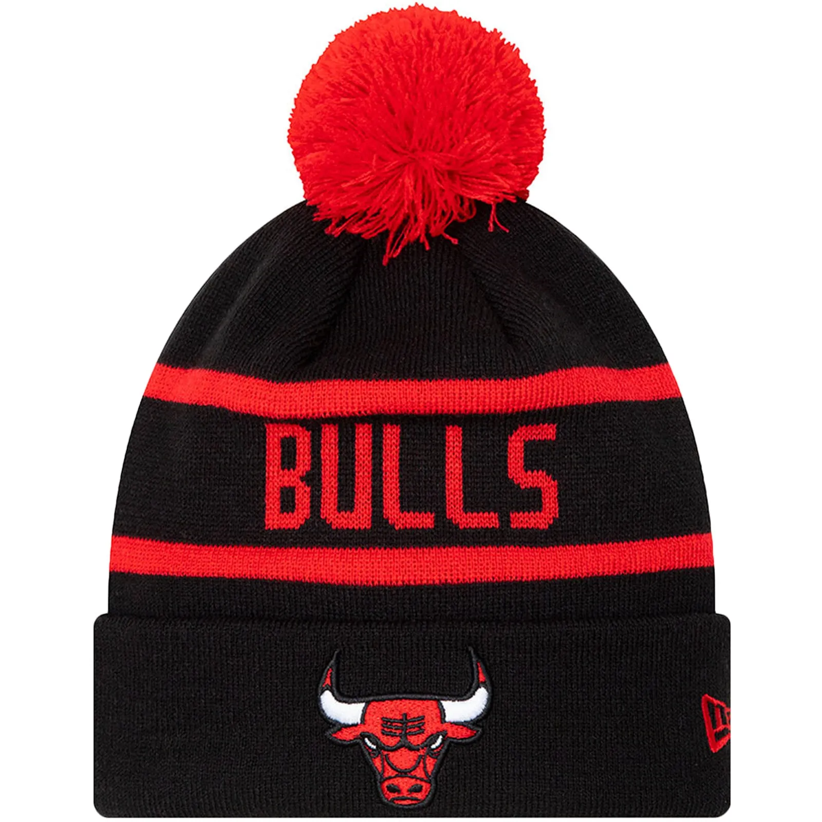 New Era Chicago Bulls Jake Cuff Knitted Bobble  Hat - Black