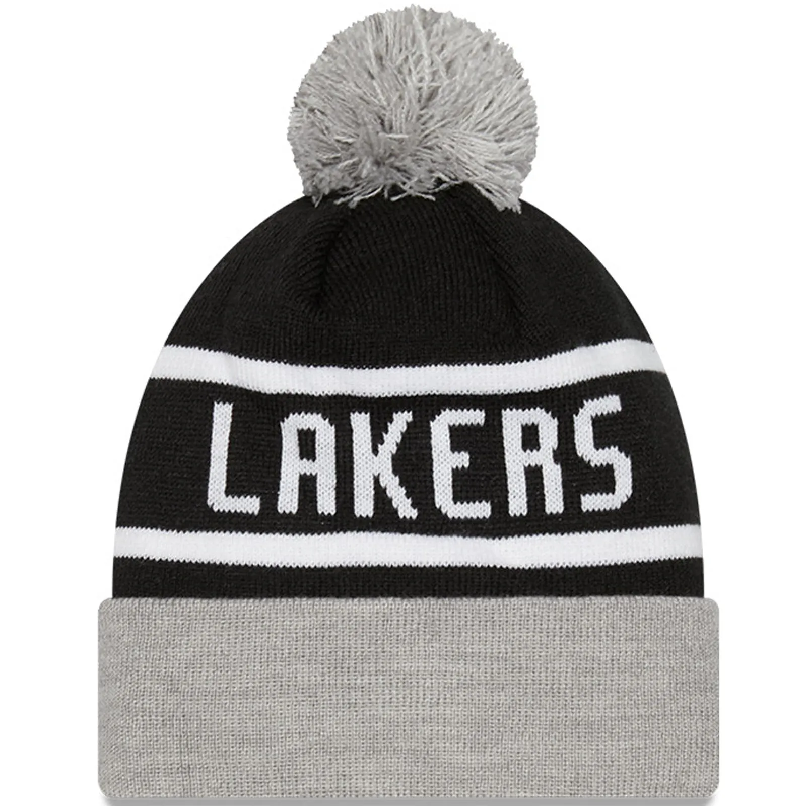New Era Mens LA Lakers NBA Cuffed Sideline Bobble Hat - Black