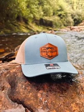 North Carolina hat, NC Hat, Leather Patch hat, North Carolina Mountains, Gift for dad, Coastal gifts