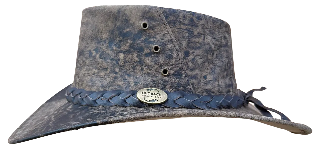Outback Survival Gear - Kangaroo Leather Hats - Stonewash Brown K1001