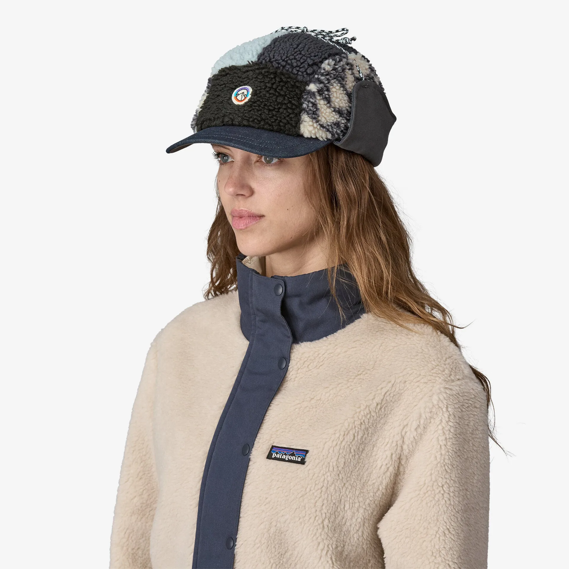 Patagonia Range Earflap Cap - Synched Flight Small: Natural