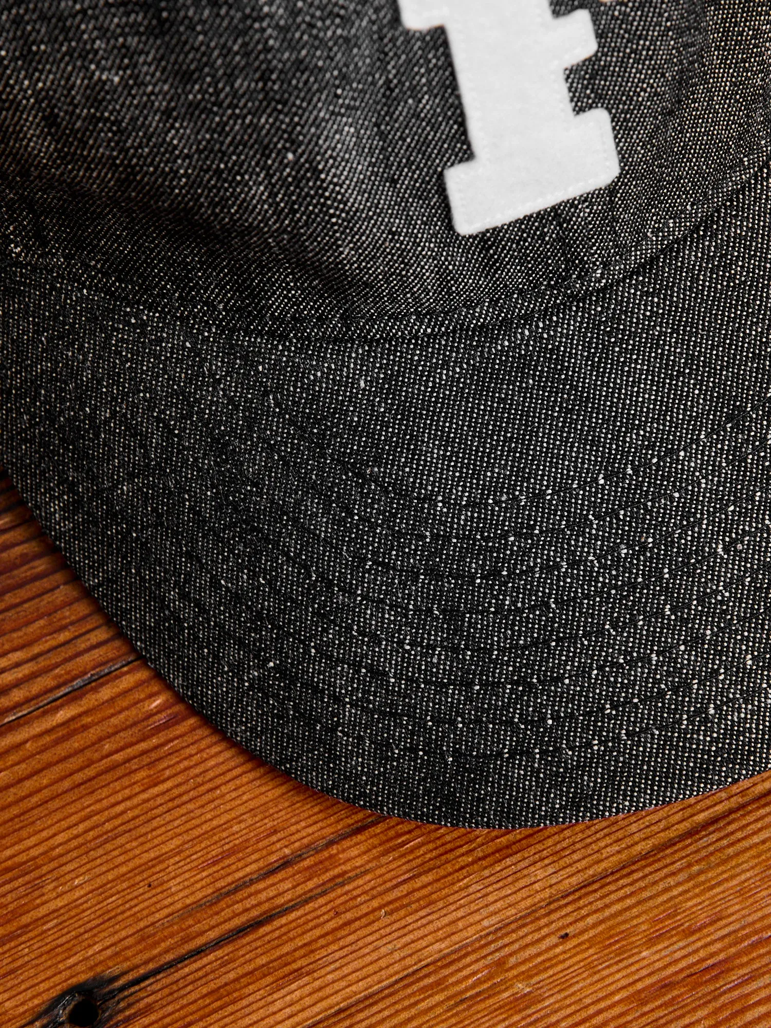 Patch Denim Baseball Cap in Black