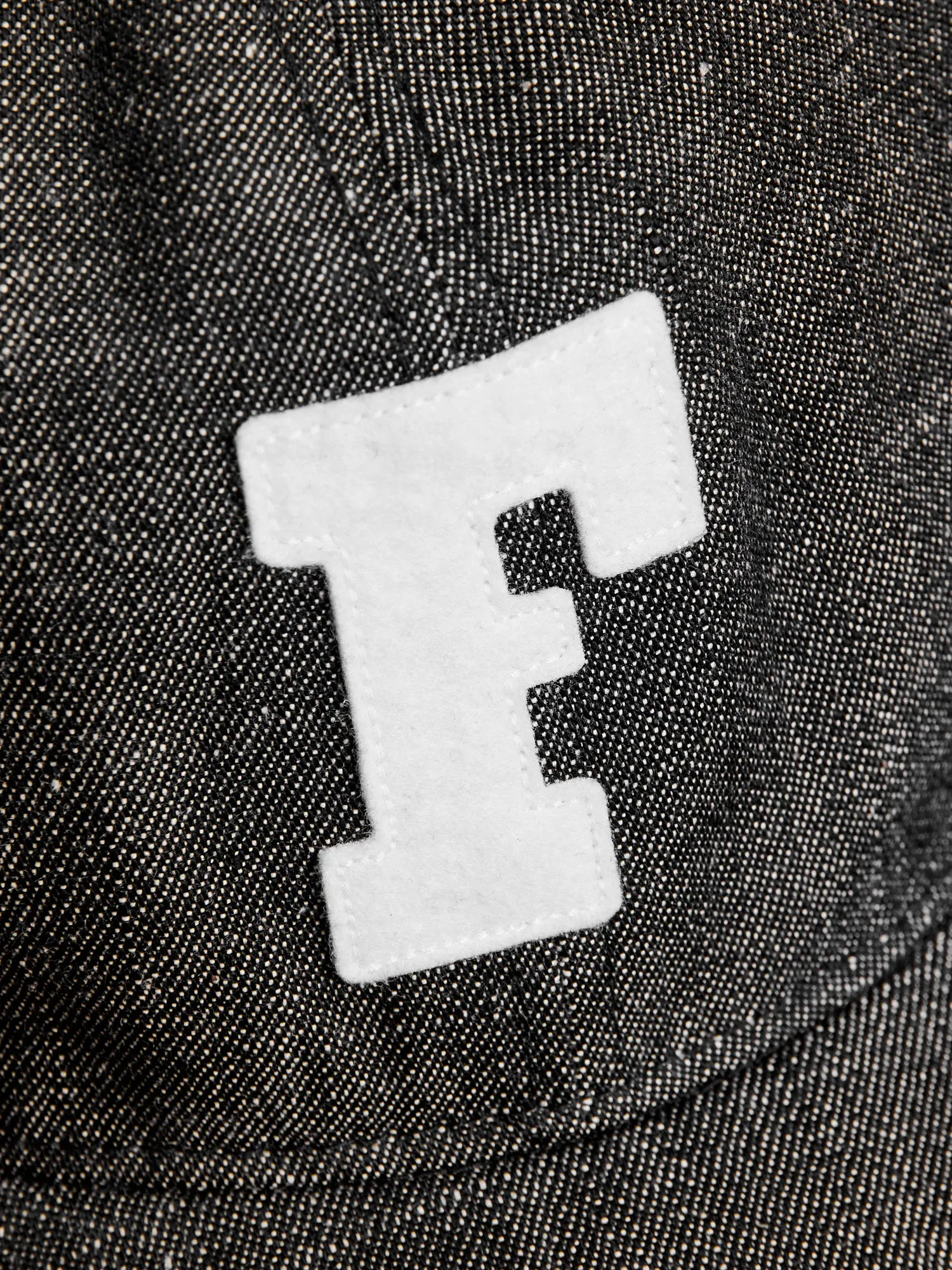 Patch Denim Baseball Cap in Black