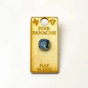 Pink Panache | Bronze Tone 10mm Hat Pin with Denim Blue Cushion Cut Crystal
