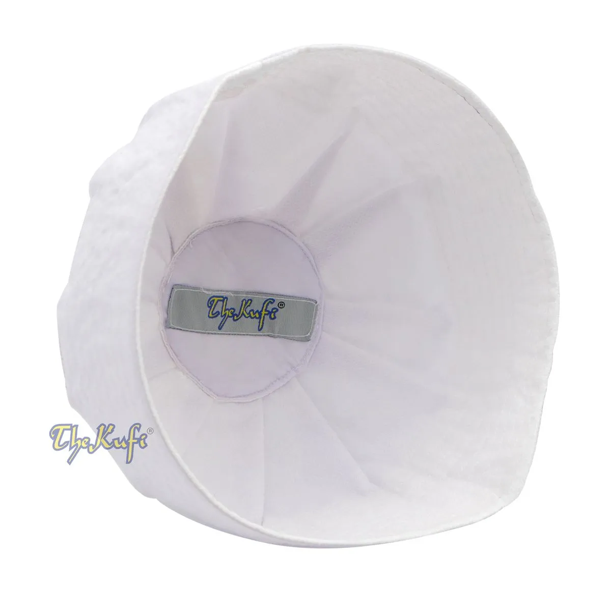 Premium White Fabric Pleated-Top Cotton Kufi Hat