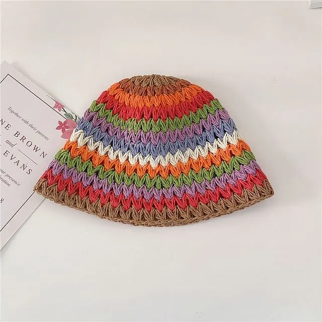 Rainbow Stripe Cloche Hat