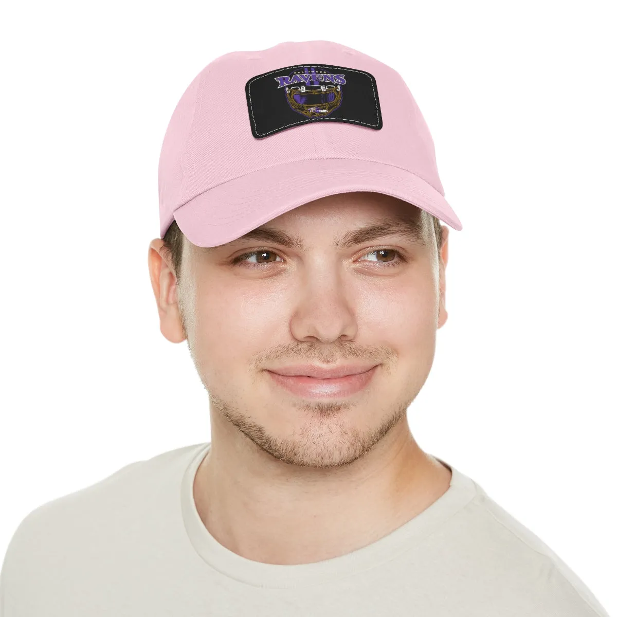 Ravens Helmet Dad Hat with Leather Patch