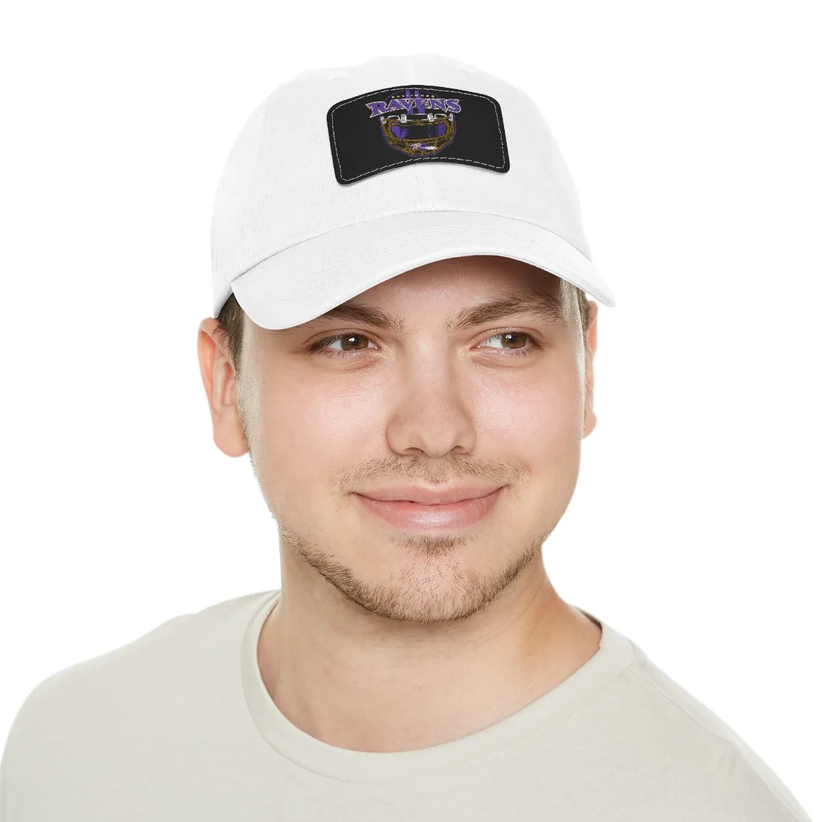 Ravens Helmet Dad Hat with Leather Patch