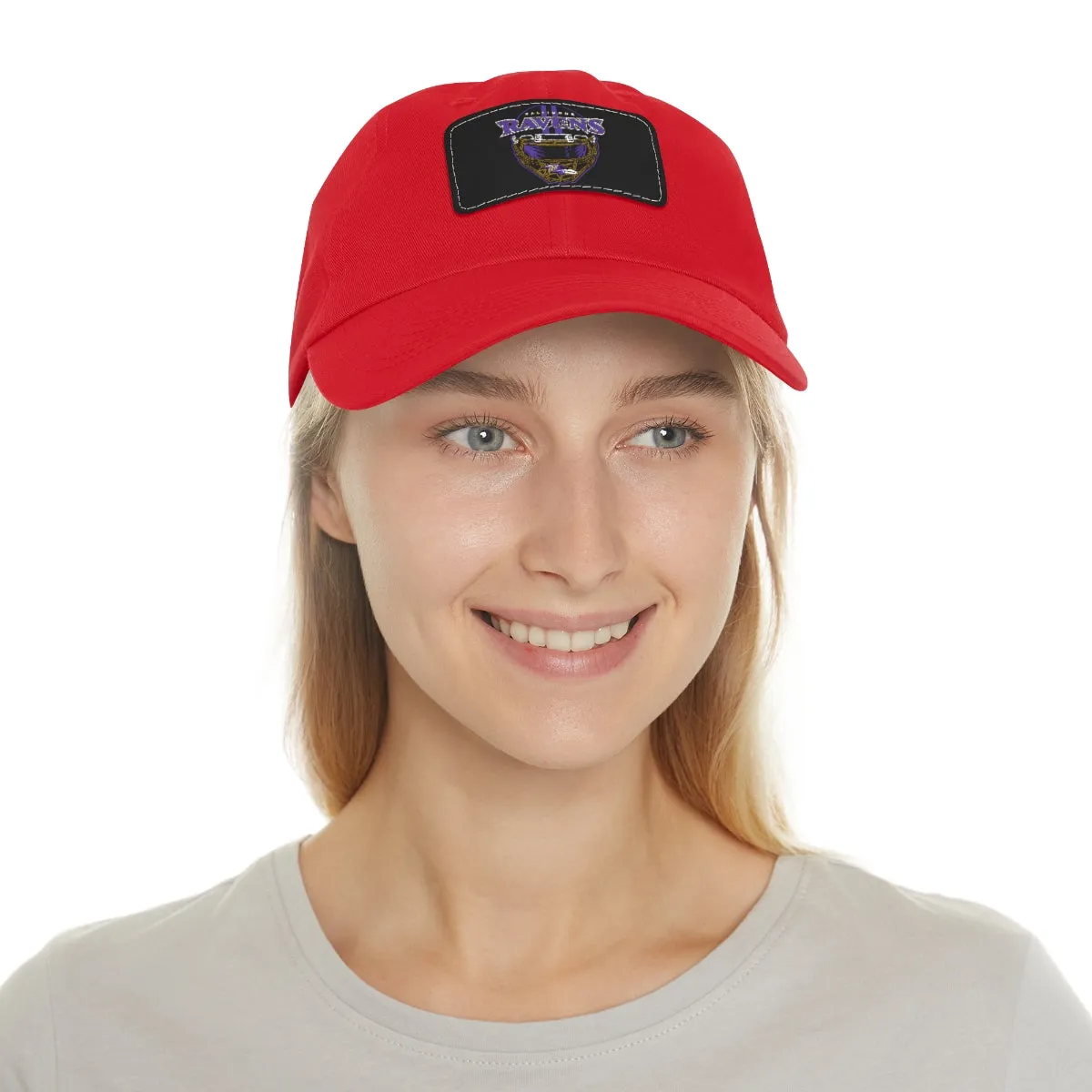 Ravens Helmet Dad Hat with Leather Patch