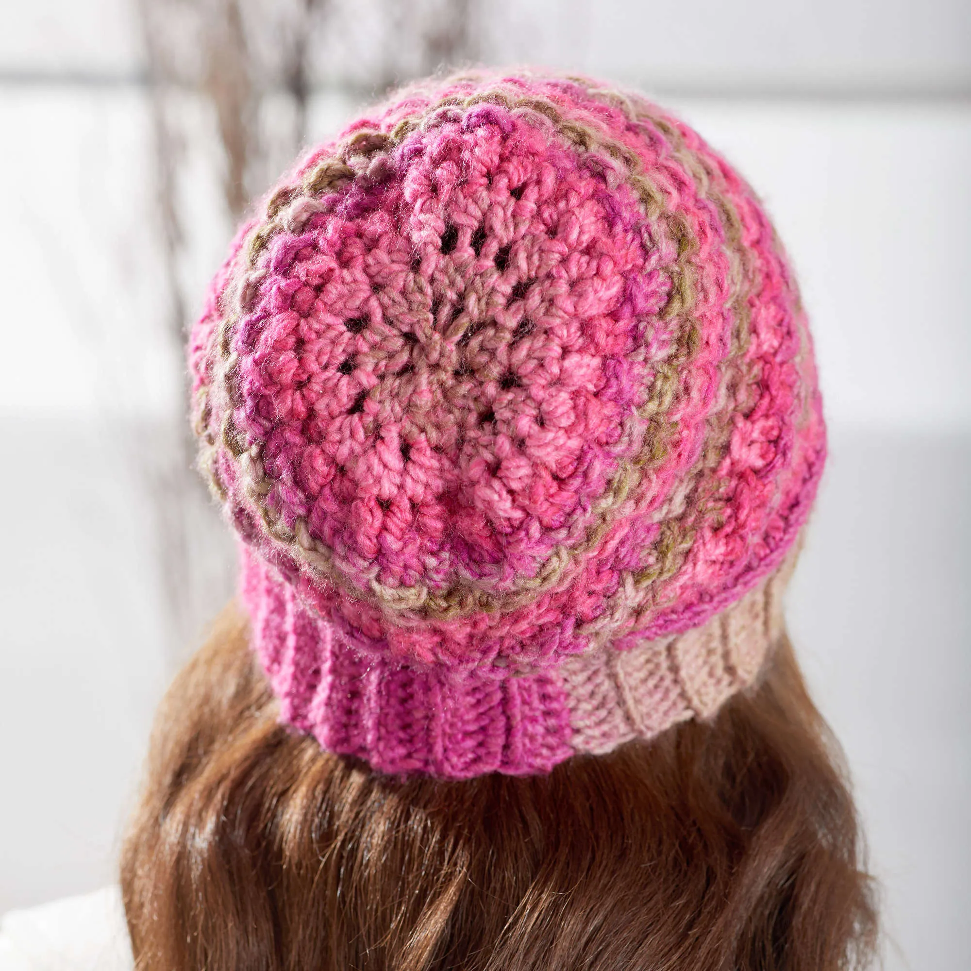 Red Heart Crochet Textured Reversible Beanie