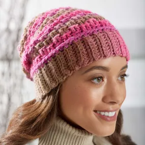 Red Heart Crochet Textured Reversible Beanie