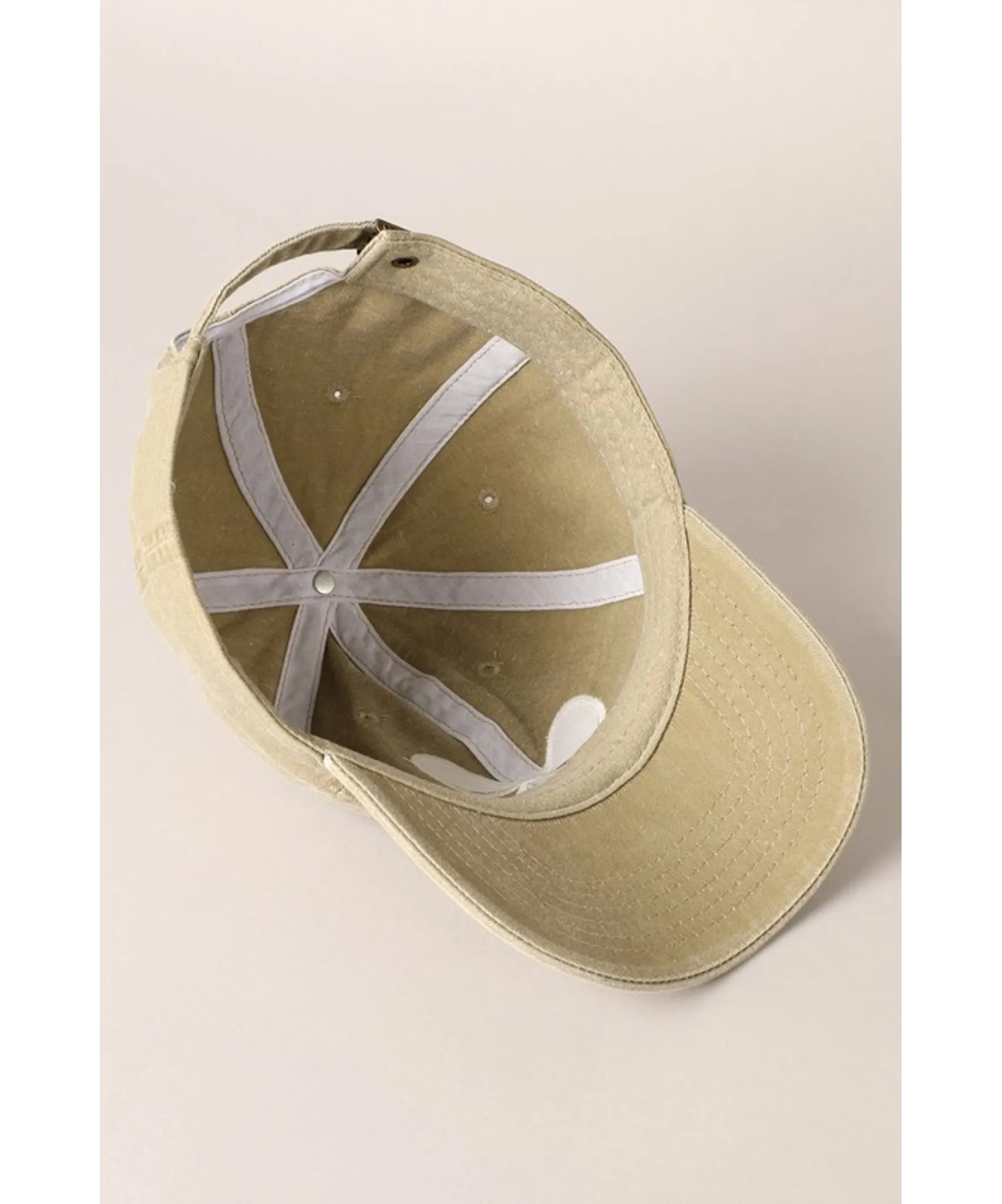 Ribbon Bow Embroidered Ball Cap -  Khaki