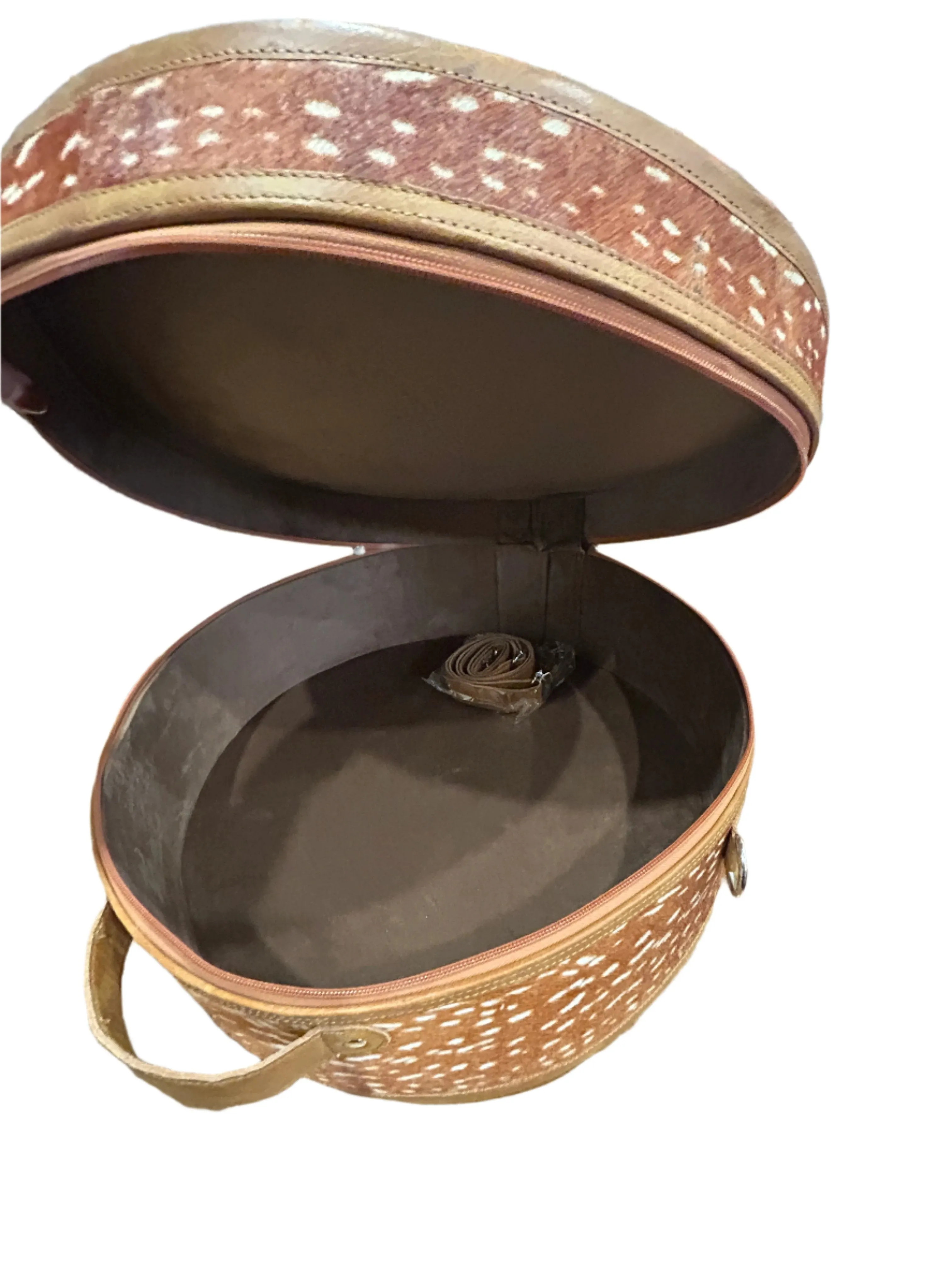 RUSTIC DEER PRINT COWHIDE HAT CASE