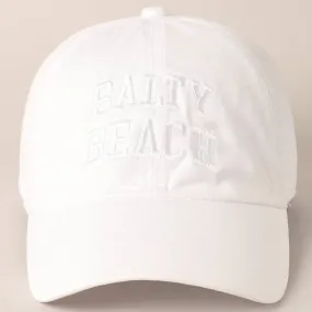 Salty Beach Text Embroidery Baseball Cap