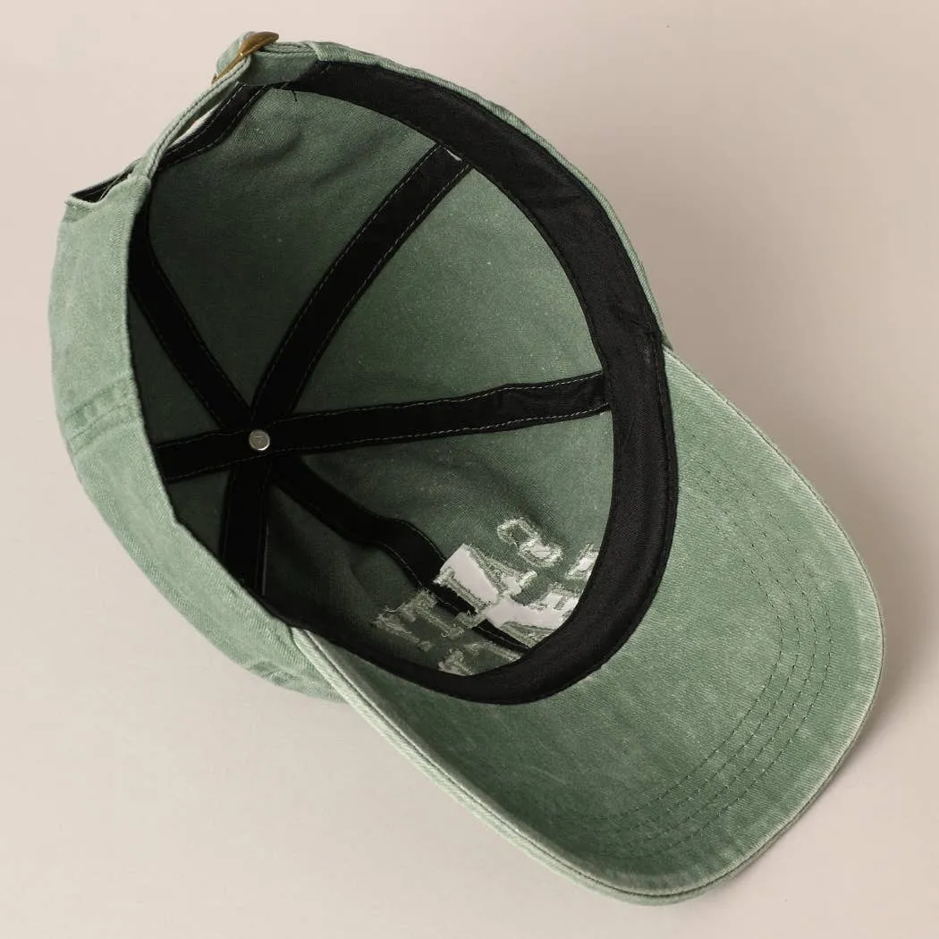 Salty Beach Text Embroidery Baseball Cap
