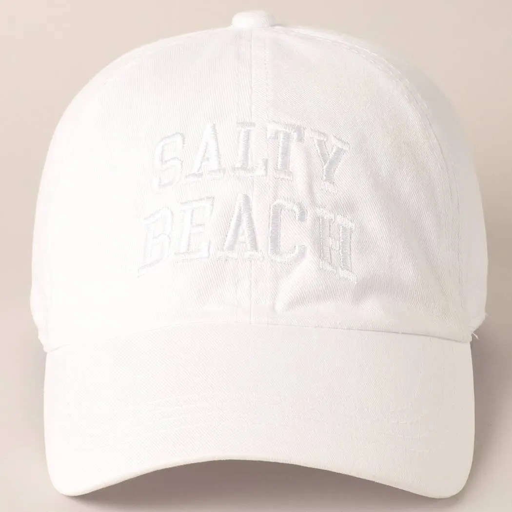 Salty Beach Text Embroidery Baseball Cap